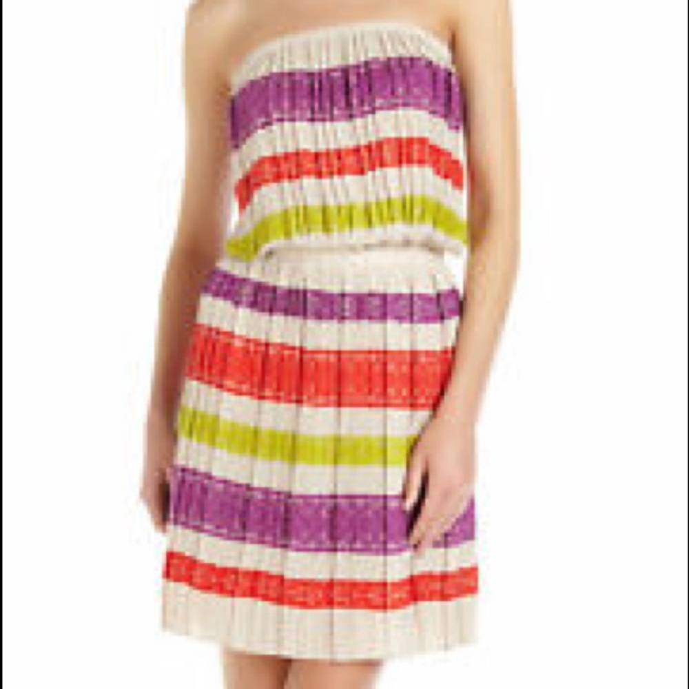 BCBGMaxazria Mateo Multi-color Off Shoulder dress